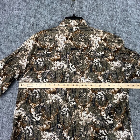 North River Shirt Mens Large Brown Camo Flannel Button Up Collared - Picture 5 of 7